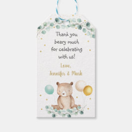 Etiqueta Para Presente Urso Verde Dourado Gênero Chá de fraldas neutro