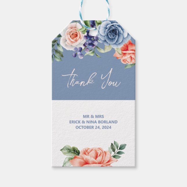 Etiqueta Para Presente Uvas Florais Botânicas Obrigado (Frente)