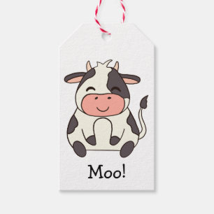 Etiqueta Para Presente Vaca Amigável Kawaii Fofa Moo!