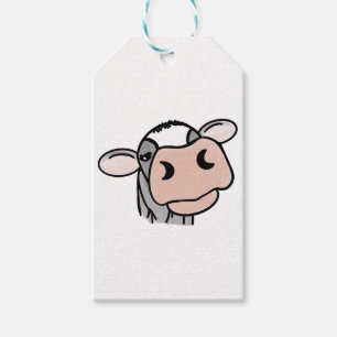 Etiqueta Para Presente vaca de desenho animado preto branco rosa beijo ci