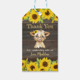 Etiqueta Para Presente Vaca Rustic Sunflower Highland Obrigado