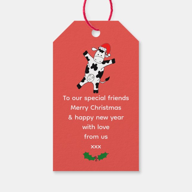 Etiqueta Para Presente Vacas de Natal Festivas (Verso)