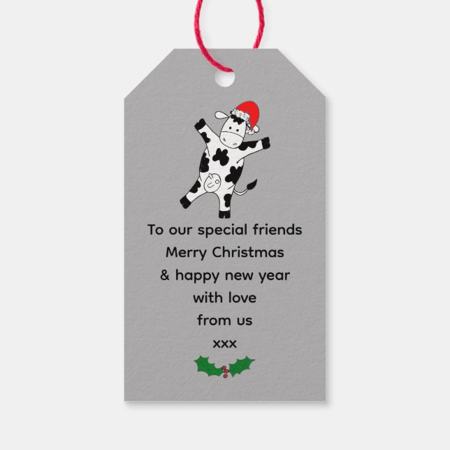 Etiqueta Para Presente Vacas de Natal Festivas (Verso)