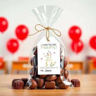 Etiqueta Para Presente Valentine de Dinossauro Fofo “T-Rrifico” Sala de A