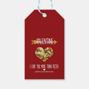 Etiqueta Para Presente Valentine, eu te amo mais do que pizza