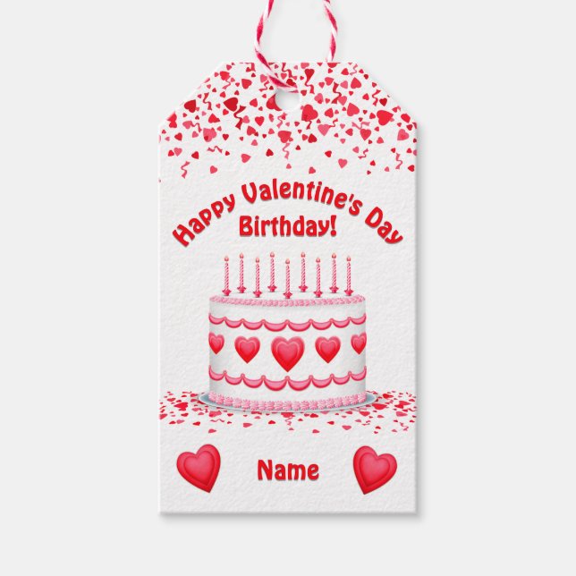 Etiqueta Para Presente Valentine's Day Birthday Cake Custom Candles (Frente)