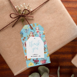 Etiqueta Para Presente Vamos Par Tea Blue Garden Festa de aniversário Flo