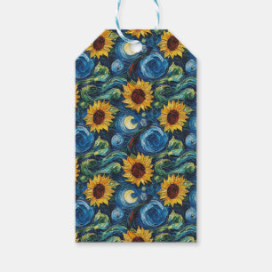 Etiqueta Para Presente Van Gogh girassol e noite estrelada