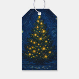 Etiqueta Para Presente Van Gogh-style Christmas Tree Gift Tags