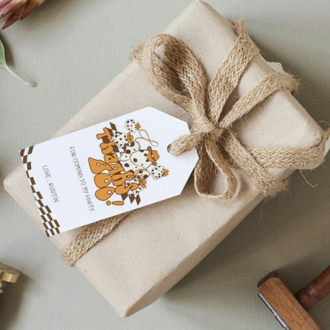 Etiqueta Para Presente Vaqueiro Retrô de Halloween Xadrez Agradecida Me B (Criador carregado)