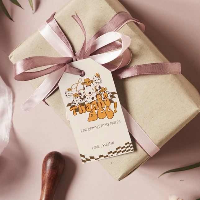 Etiqueta Para Presente Vaqueiro Retrô Halloween Xadrez Agradecimento Espa (Criador carregado)