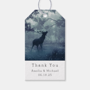 Etiqueta Para Presente Veado com Antlers em uma Floresta - Casamento Obri