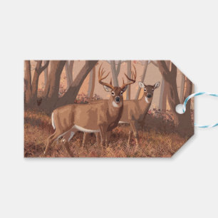 Etiqueta Para Presente Veado De Branca Em Floresta De Estilo Retro