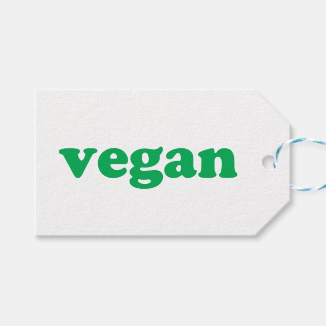 Etiqueta Para Presente "Vegan", letras verdes, fundo branco (Frente (horizontal))
