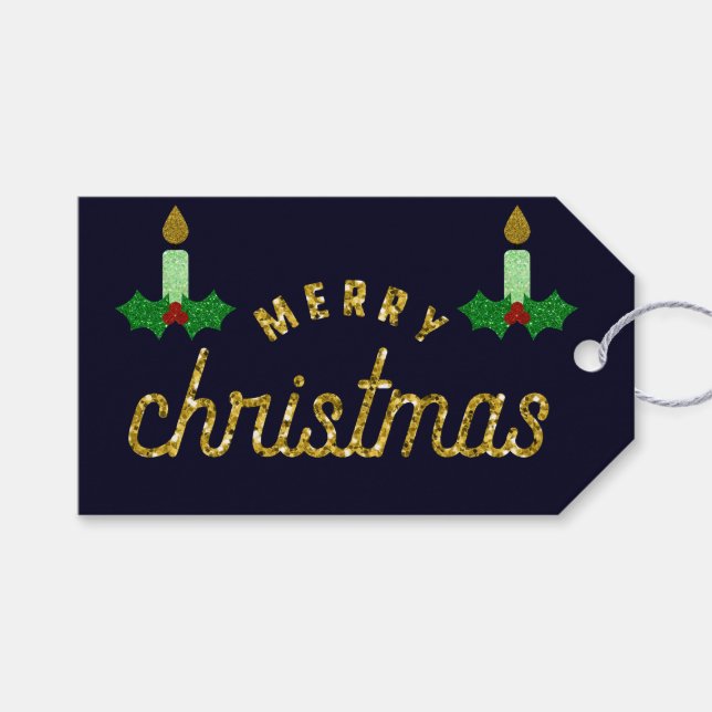 Etiqueta Para Presente Vela de Natal com brilho (Frente (horizontal))