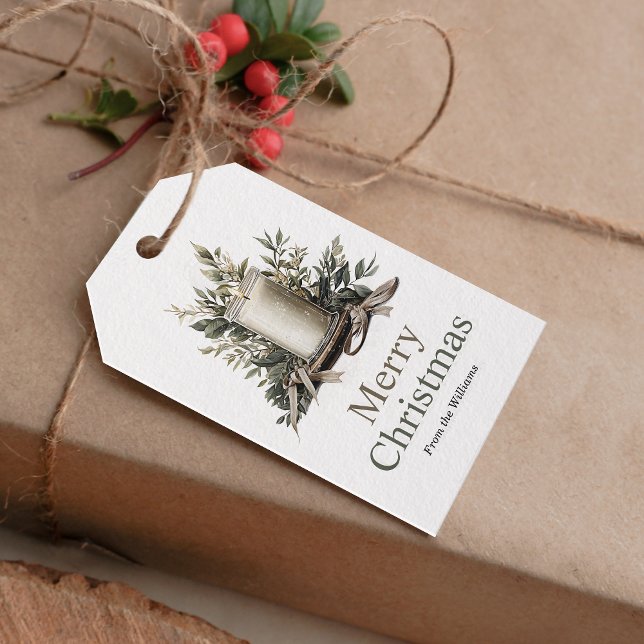 Etiqueta Para Presente Vela de Natal feliz (Add an extra touch of charm to your holiday gift-giving with this warm, festive gift tag!)