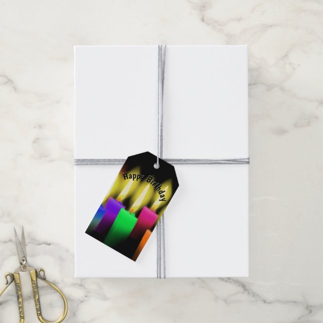Etiqueta Para Presente Velas De Aniversário De Preto (Com cordão)