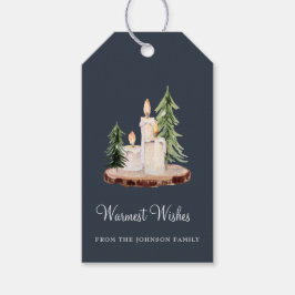 Etiqueta Para Presente Velas Russas no Calor de Madeira Deseja o Natal