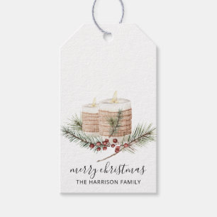 Etiqueta Para Presente Velas Rústicas de Natal Ramalhetes de Pinheiro Eti