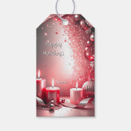 Etiqueta Para Presente Velas Vermelhas - Etiqueta de presente de Natal de