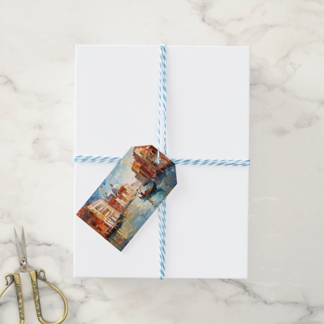 Etiqueta Para Presente Veneza Pintada, Itália (Com cordão)