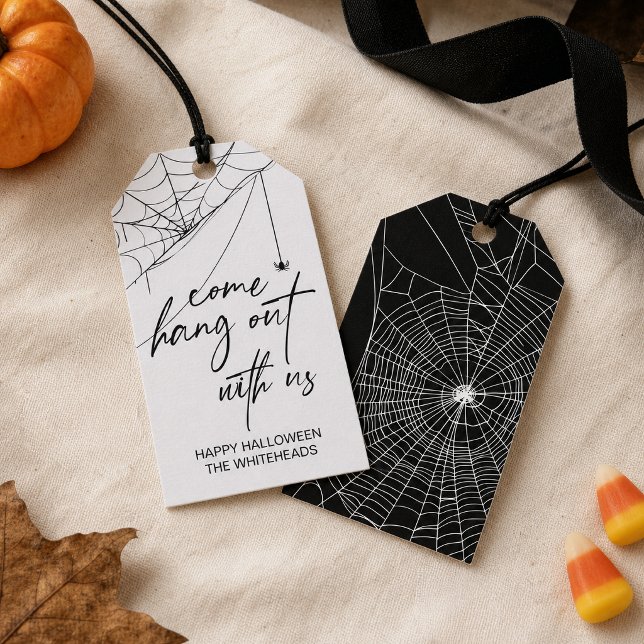 Etiqueta Para Presente Venha Conosco Festa De Halloween (Invite everyone to “come hang out” with these delightfully spooky Halloween gift tags! )
