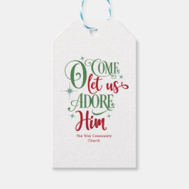 Etiqueta Para Presente Venha, Vamos Adorá-Lo Elegante Verde Vermelho