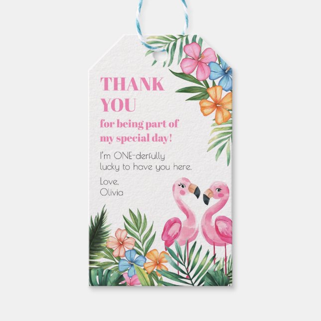 Etiqueta Para Presente Verão Tropical 1º Flamingo Holanda Aniversário (Frente)