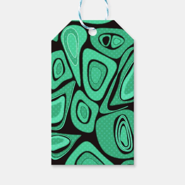 Etiqueta Para Presente Verde, abstrato, retrô (Frente)