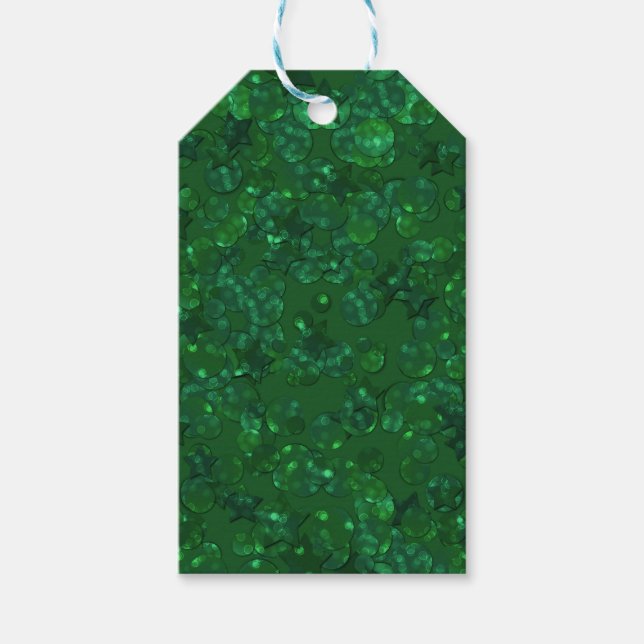 Etiqueta Para Presente Verde, confete, purpurina (Frente)