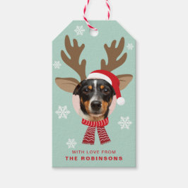 Etiqueta Para Presente Verde de Natal com Reindeer Personalizado