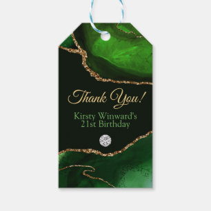 Etiqueta Para Presente Verde escuro e Dourada Festa de aniversário de ag