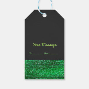 Etiqueta Para Presente Verde limão Modern Glam Sequins Elegant Chic Favo
