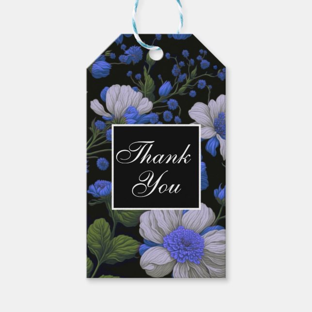 Etiqueta Para Presente Verdinhos elegantes, azuis-prateados e elegantes (Frente)