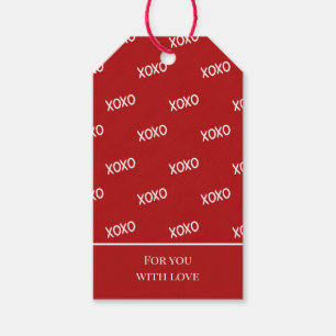Etiqueta Para Presente Vermelho Branco XOXO Amor 