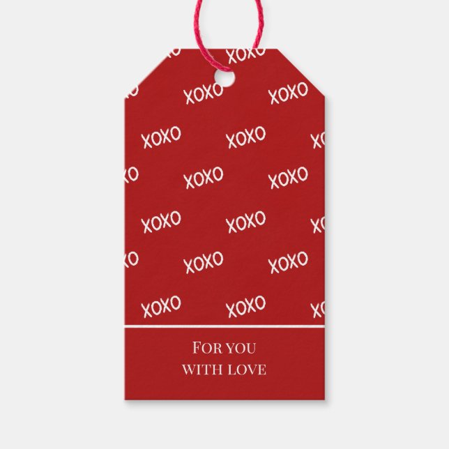 Etiqueta Para Presente Vermelho Branco XOXO Amor  (Frente)