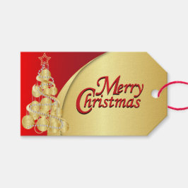 Etiqueta Para Presente Vermelho Elegante e Dourado Natal