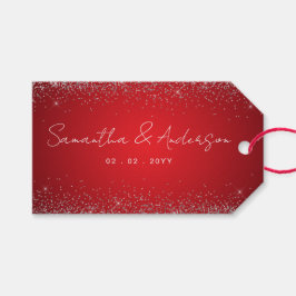 Etiqueta Para Presente Vermelho Elegante E Um Casamento De Tema Pequeno