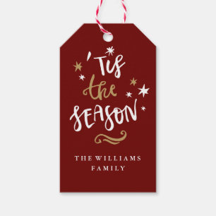 Etiqueta Para Presente Vermelho Moderno Dourado É A Marca De Presente Da