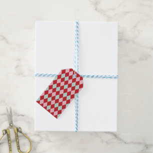Etiqueta Para Presente Vermelho Rosa e Mint Argyle Natal