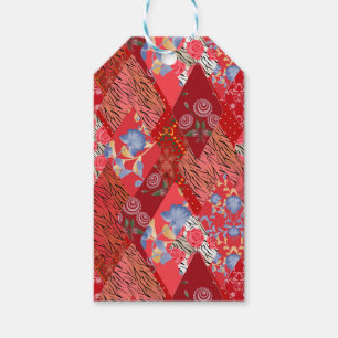 Etiqueta Para Presente Vermelho, rústico, retalhos