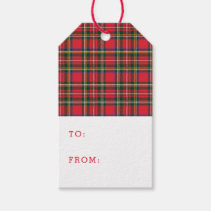 Etiqueta Para Presente Vermelho & teste padrão do Tartan