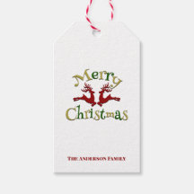 Vermelho Verde Dourado Feliz Natal Rena