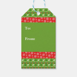Etiqueta Para Presente Vermelhos festivos, Reinveiros vermelhos e flocos 