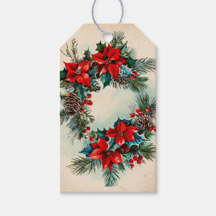 Etiqueta Para Presente Verruga de Natal retrógrada com pinos