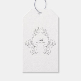 Etiqueta Para Presente Verruga Floral Branca/Preta Moderna Elegante