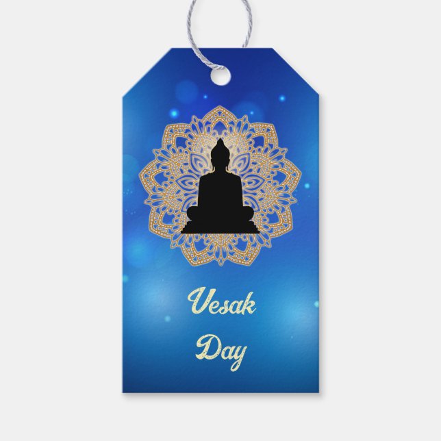 Etiqueta Para Presente Vesak Day Buddha e Mandala Vaisakha Purnima (Frente)