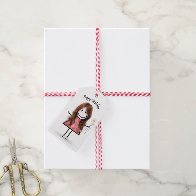 Etiqueta Para Presente Vestido de Gingham (Com cordão)