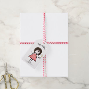 Etiqueta Para Presente Vestido de Gingham com a figura do palito