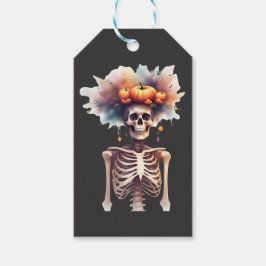 Etiqueta Para Presente Vestido de Halloween Bonito e Louco - Esqueleto